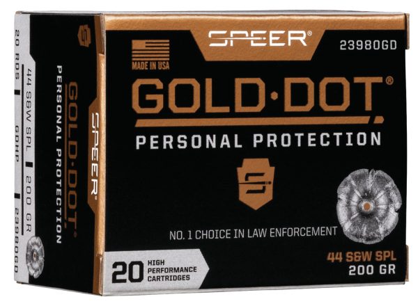 Speer 23980GD Gold Dot Personal Protection 44S&WSpl 200gr Hollow Point 20 Per Box/10 Case