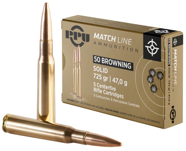 PPU PPM50 Match  50BMG 725gr Full Metal Jacket Solid 5 Per Box/20 Case