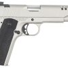 Auto-Ordnance 1911TCAC6 1911 A1  45 ACP 7+1 5" Savage Silver Cerakoate, Serrated/Ported Slide,  Black Rubber Grips, Fixed 3-Dot Combat Day Sights