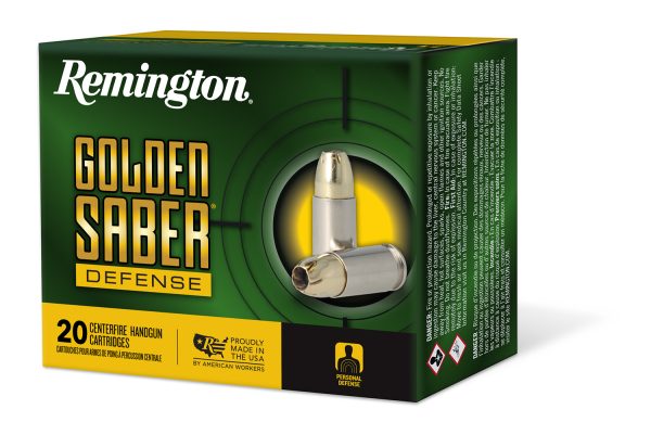 Remington Ammunition 27608 Golden Saber Defense 40S&W 180gr Brass Jacketed Hollow Point 20 Per Box/25 Case