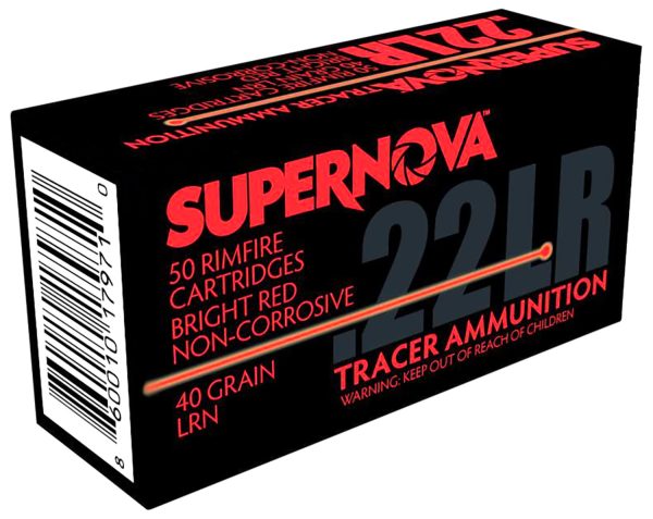 Supernova PMSN22LRR Red Tracer Non-Corrosive 22 LR 40 gr Lead Round Nose 50 Per Box/ 100 Cs