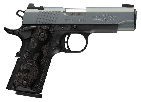 Browning 051993492 1911 Black Label Compact Frame 380 ACP 8+1 3.63" Matte Stainless Steel Barrel, Northern Lights Cerakote Serrated Steel Slide, Matte Black Polymer Frame, Black Polymer Grip