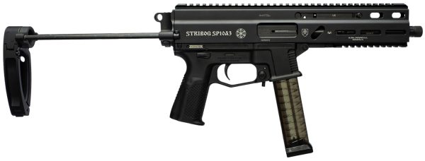 Grand Power 197892004855 SP10A3 Stribog 10mm Auto 20+1 8" Black Threaded Barrel, Black Aluminum Picatinny Rail Receiver, Black Polymer PDW Tailhook Brace, Black Polymer Grip, Thread Protector