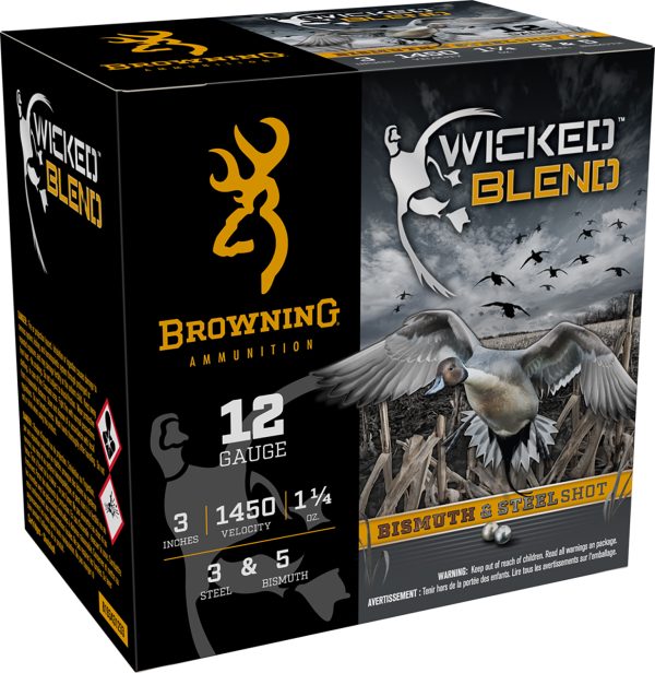 Browning Ammo B193431233 Wicked Blend  12Gauge 3" 1 1/4oz 3/5BI Shot 25 Per Box/10 Case