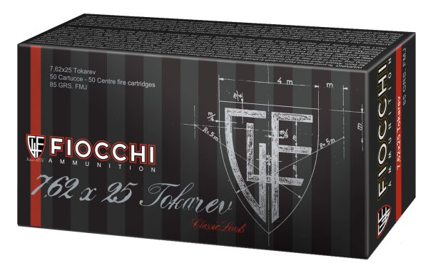 Fiocchi 762TOK Heritage  7.62x25mmTokarev 88gr Full Metal Jacket 50 Per Box/20 Case