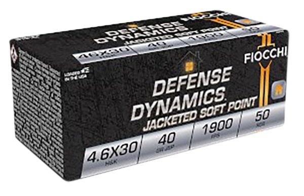 Fiocchi 46EXB Defense Dynamics  4.6x30mmH&K 40gr Jacketed Soft Point 50 Per Box/20 Case