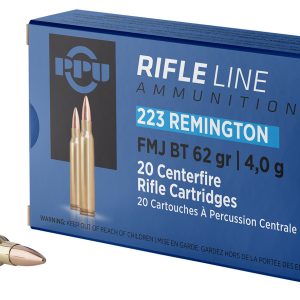 PPU PP223F2 Standard Rifle  223Rem 62gr Full Metal Jacket Boat Tail 20 Per Box/50 Case
