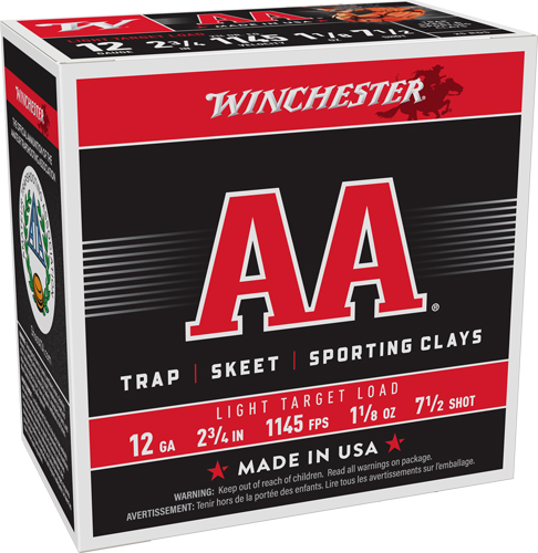 WINCHESTER AA 12GA 2.75" - 1-1/8OZ #7.5 1145FPS 250R CASE