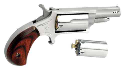 NAA MINI-REVOLVER COMBO 1-5/8" - 22LR/22WMR S/S PORTED WOOD