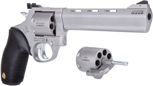 TAURUS 692 38/357/9MM 6.5" ADJ - 7-SHOT PORTED SS RIBBER