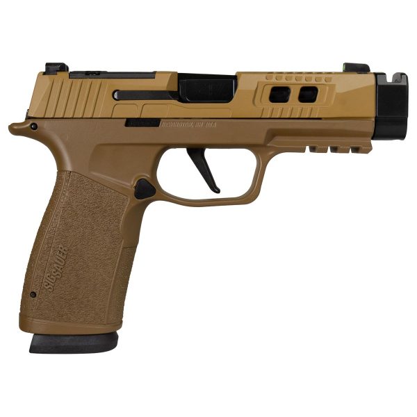 Sig Sauer P365 Two-Tone Brown/Black XMACRO TACOPS Handgun 9mm Luger 17rd Magazines(4) 4.2" Compensated Barrel