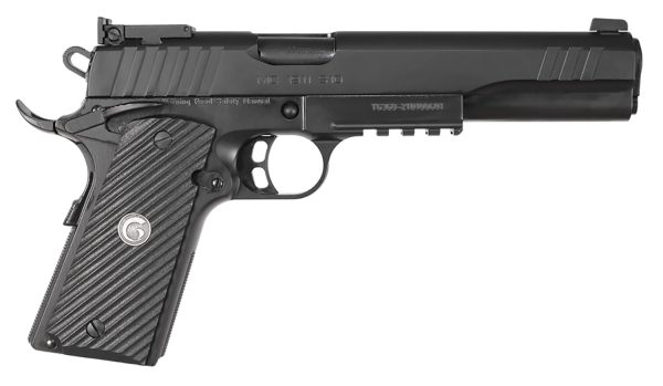 EAA GIRSAN 390600 MC1911S Hunter Full Size 10mm Auto 8+1 6" Black Steel Barrel, Blued Serrated Slide, Matte Black Steel Frame w/Accessory Rail & Beavertail, Black Checkered Polymer Grips Ambidextrous