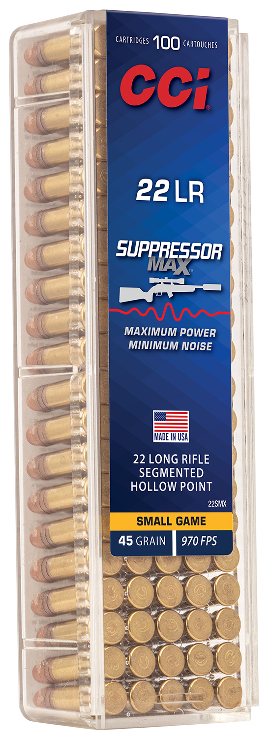 182362.jpg CCI 22SMX Suppressor Max 22LR 45gr Segmented Hollow Point 100 Per Box/50 Case
