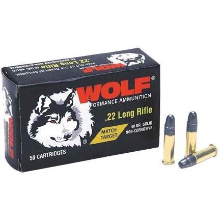 Wolf Match Target Rimfire Ammunition .22 LR 40 gr RN 50/ct (BY ELEY)